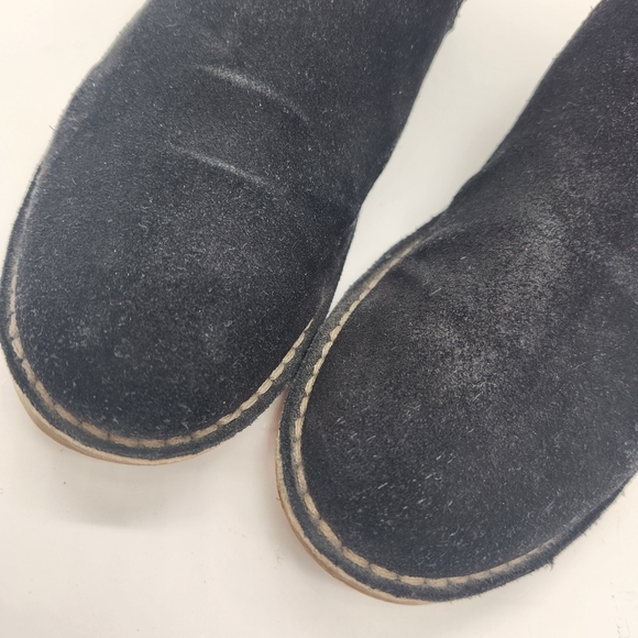 Suede Ankle Boots Women's 8 Black Chelsea Flats Logo Preppy Comfort Minimalist - Picture 8 of 16